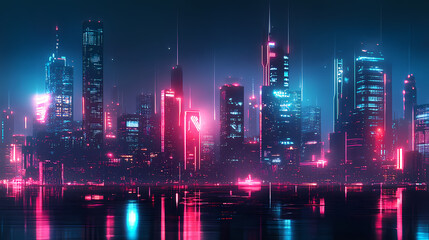 Wall Mural - night city skyline