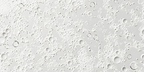 Canvas Print - Seamless abstract minimal white floating water, champagne or beer bubbles background texture. Tileable subtle light silver grey elegant festive bubbly celebration wallpaper backdrop. 3d rendering.