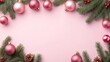 © Hansa & Party - A pastel pink background with minimalist Christmas stockings and a large area for text along the bottom