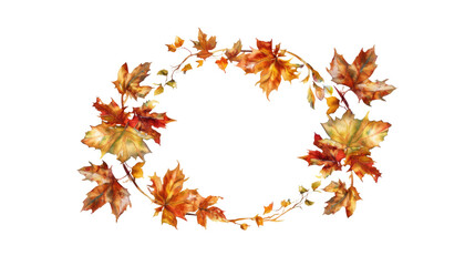 Wall Mural - watercolor autumn banner with leaves, flowers and branches isolated on transparent background. illus