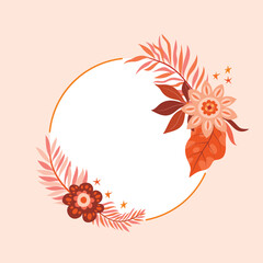 Aufkleber - Elegant floral boho frame with leaves