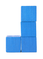 Sticker - Many blue wooden cubes isolated on white