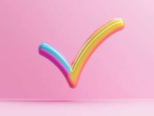 Sticker - Rainbow Check Mark 3D Render