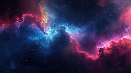 Canvas Print - Cosmic Nebula with Red and Blue Gas Clouds