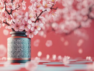 Poster - Pink Cherry Blossoms in a Vase.