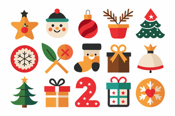 Set of Christmas vector illustrations. Christmas icons, elements collection