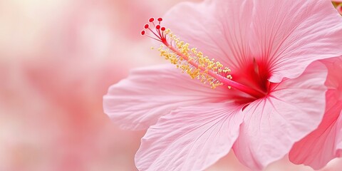 Poster - Beautiful Pink Hibiscus rosa-sinensis Flower 