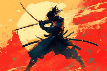 An abstract illustration of the silhouette of a samurai