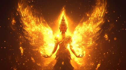 Majestic Fiery Phoenix Spirit Unleashing Cosmic Energy in Dramatic Explosion