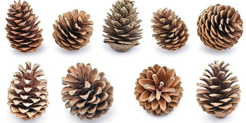 Poster - set of pine cones isolated on white background