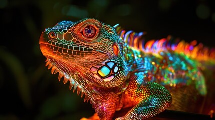 Wall Mural - Iguana in a Kaleidoscope of Colors