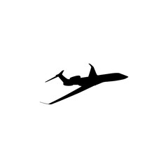 Silhouette of the Private Jet, Aircraft, Aeroplane. Flat Style, can use for Logo Gram, Pictogram, Apps, Website, or Graphic Design Element. Vector Illustartion