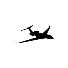 Silhouette of the Private Jet, Aircraft, Aeroplane. Flat Style, can use for Logo Gram, Pictogram, Apps, Website, or Graphic Design Element. Vector Illustartion