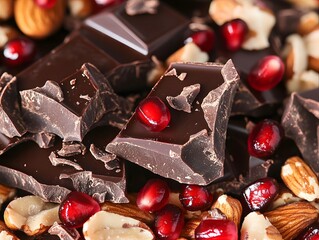 Dark Chocolate with Almonds and Pomegranate Seeds