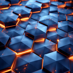 Wall Mural - The image is a close up of a blue and orange patterned surface