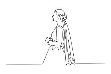 Continuous one line drawing wedding concept. Doodle vector illustration.