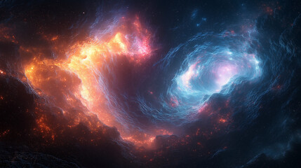 Wall Mural - a beautiful blue and orange galaxy with many stars