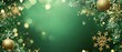 © Adi - green christmas background with snowflakes and gold sequins
