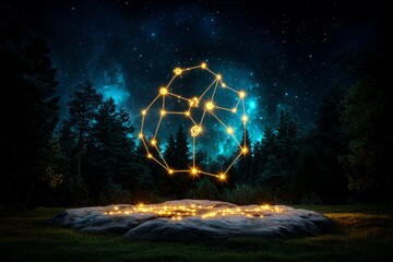 Wall Mural - zodiac signs as constellations in the night sky, captured in a celestial-themed artwork where each z