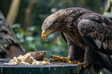 Sticker - White-tailed Eagle and Rodent Sharing Food