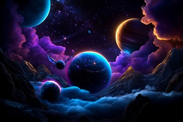 Wall Mural - zodiac signs in a cosmic dreamscape, illustrated in a surreal scene where each zodiac sign is part o