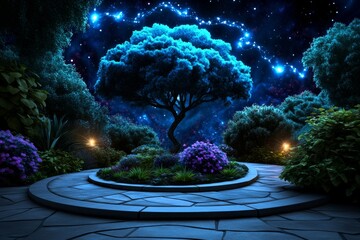 Wall Mural - zodiac signs in a mystical garden, depicted in an illustration where each zodiac sign is represented