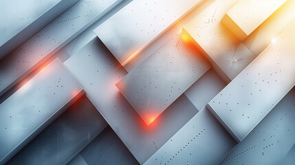Wall Mural - A white background with a series of grey blocks with red dots on them