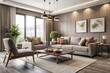 © kansak01 - * Plush sofa and accent chairs in neutral shades adorn a contemporary living room, accented by a modern