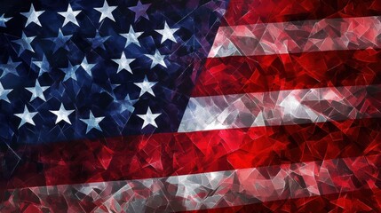 Bold American Flag on Geometric Background - Modern Patriotic Banner Design