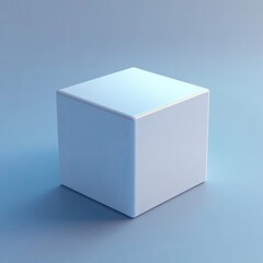 Wall Mural - A minimalist white cube on a soft blue background, perfect for modern design concepts and artistic presentations.
