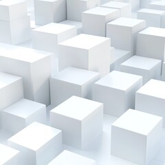 Wall Mural - a minimalistic scene featuring numerous white cubes on a light surface, creating a modern and abstra
