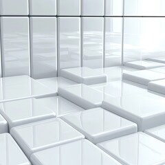 Wall Mural - A modern abstract background featuring glossy white tiles arranged in a seamless pattern, ideal for design and presentation.