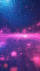 Wall Mural - A vibrant abstract background featuring bright pink and blue lights, creating a sense of depth and motion in a digital landscape.