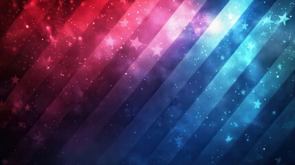 Patriotic Illustration of American Flag on Multicolored Background with Light Effects