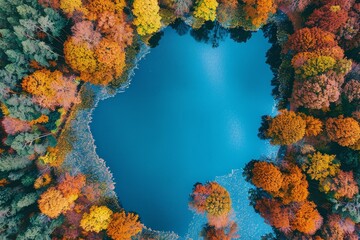 Poster - Autumn Hue Lake Panorama