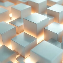 Wall Mural - a captivating arrangement of illuminated cubes creating a modern abstract background, perfect for te