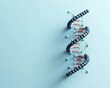 © justjupiter - A detailed illustration of a DNA helix against a soft blue background, symbolizing genetics, research, and science.