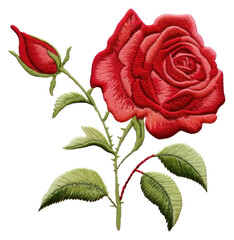 Canvas Print - PNG Rose plant flower embroidery pattern textile.