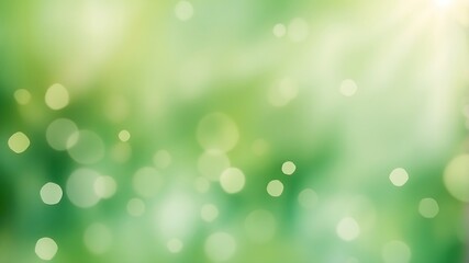 Wall Mural - Vibrant Green Bokeh Background with Soft Light Effects