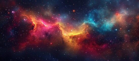 Wall Mural - 3d cartoon depiction of a star field in space featuring a colorful nebula surrounding a constellatio