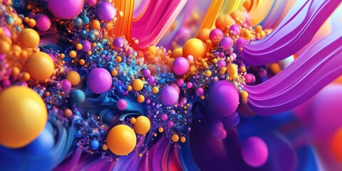 Aufkleber - Abstract vivid background art featuring 3D cartoon rendering in geometric space This background includes fractal multicolor textures and is ideal for projects related to imagination creativity and