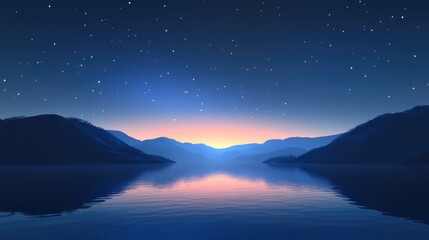 Aufkleber - Cartoon rendering in 3D of a blue starry sky at dawn