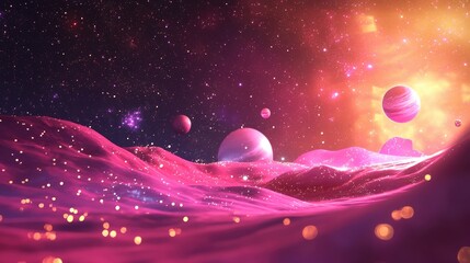 Aufkleber - Universe concept background in 3D cartoon rendering