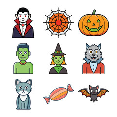 A bundle of Halloween cartoon vector