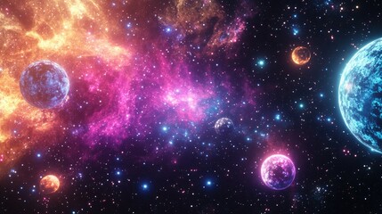 Aufkleber - Space galaxy pattern illustration print and template in 3D cartoon rendering