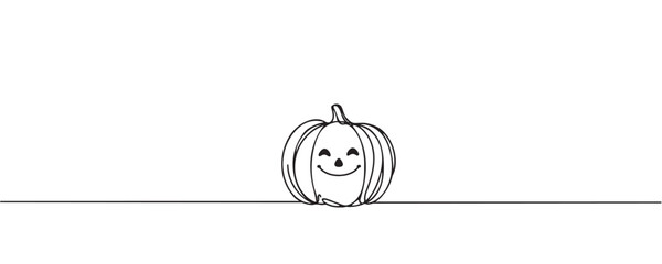 Wall Mural - Continuous line drawing of pumpkin. Vector illustration