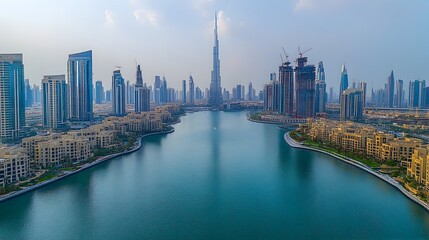 Poster - Stunning Aerial View of Dubai's Iconic Skyline and Waterfront Cityscape