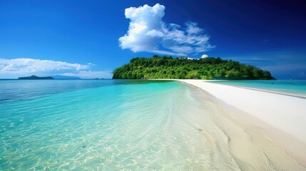 Sticker - Tropical Paradise: Pristine Beach and Crystal Clear Waters