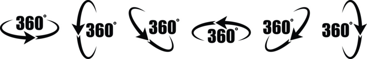 360 degree icon. angle 360 degrees. round icon. virtual reality. vertical and horizontal view. vecto