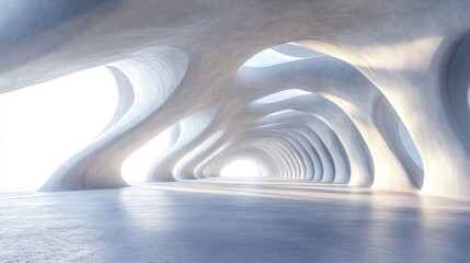 Poster - Abstract modern architectural interior with an empty open space rendered in 3D